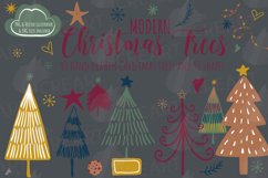 Modern Colorful Christmas Trees and shapes boho Clip Art. Product Image 22