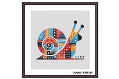 Modern Geometric Snail Cross Stitch pattern - Tango Stitch