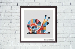 Modern Geometric Snail Cross Stitch pattern - Tango Stitch
