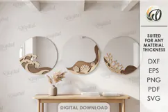 Modern Mirror Decor Laser Cut. Nature Mirror Decoration SVG Product Image 1