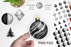 Modern Monochrome Christmas Sticker Product Image 1