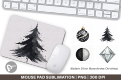 Modern Monochrome Christmas Mouse Pad Product Image 1