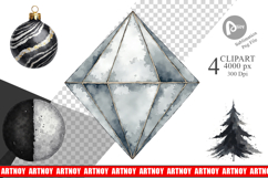 Modern Monochrome Christmas Clipart Product Image 1