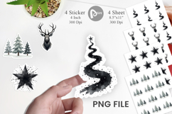 Modern Monochrome Christmas Sticker Product Image 1