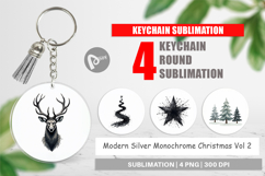 Modern Monochrome Christmas Keychain Product Image 1