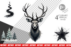 Modern Monochrome Christmas Clipart Product Image 1