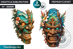 Tiki Masks Cliparts, Polynesian Art, Tiki bar, hawaiian PNG Product Image 1