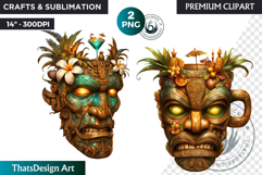 Tiki Masks Cliparts, Polynesian Art, Tiki bar, hawaiian PNG Product Image 1