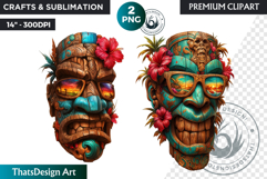 Tiki Masks Cliparts, Polynesian Art, Tiki bar, hawaiian PNG Product Image 1