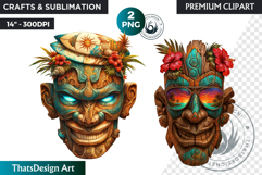 Tiki Masks Cliparts, Polynesian Art, Tiki bar, hawaiian PNG Product Image 1