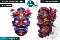 Tiki Masks Cliparts, Polynesian Art, Tiki bar, hawaiian PNG Product Image 1