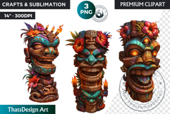 Tiki Totems Cliparts, Polynesian Art, Tiki bar, hawaiian Product Image 1
