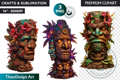 Tiki Totems Cliparts, Polynesian Art, Tiki bar, hawaiian Product Image 1