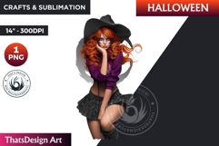 Modern Halloween Witch Clipart, Urban witch sublimation PNG Product Image 1
