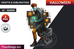 Mad scientist Halloween Clipart, Halloween PNG sublimation Product Image 1
