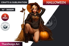 Modern Halloween Witch Clipart, Urban witch sublimation PNG Product Image 1