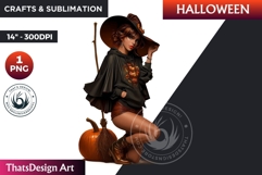 Modern Halloween Witch Clipart, Urban witch sublimation PNG Product Image 1