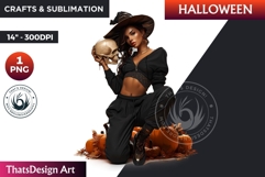 Modern Halloween Witch Clipart, Urban witch sublimation PNG Product Image 1