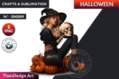Modern Halloween Witch Clipart, Urban witch sublimation PNG Product Image 1