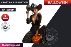 Modern Halloween Witch Clipart, Urban witch sublimation PNG Product Image 1
