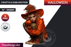 Modern Halloween Witch Clipart, Urban witch sublimation PNG Product Image 1