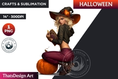 Modern Halloween Witch Clipart, Urban witch sublimation PNG Product Image 1