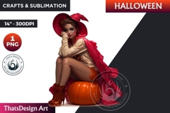 Modern Halloween Witch Clipart, Urban witch sublimation PNG Product Image 1