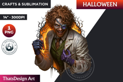 Mad scientist Halloween Clipart, Halloween PNG sublimation Product Image 1