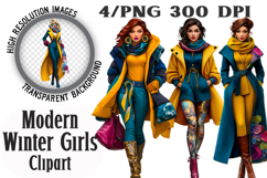 Modern Winter Girls Clipart Sublimation Product Image 1
