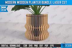 Modern Wooden Planter Laser Cut Bundle, Wooden Flower Vase Product Image 9