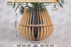 Modern Wooden Planter Laser Cut Bundle, Wooden Flower Vase Product Image 4