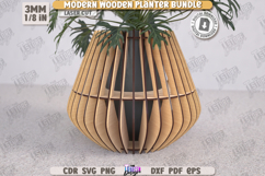 Modern Wooden Planter Laser Cut Bundle, Wooden Flower Vase Product Image 13