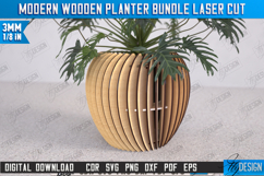 Modern Wooden Planter Laser Cut Bundle, Wooden Flower Vase Product Image 13