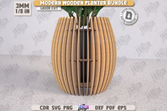 Modern Wooden Planter Laser Cut Bundle, Wooden Flower Vase Product Image 16