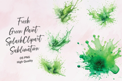 Fresh Green Paint Splash Clipart Sublimation Product Image 1