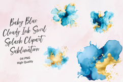 Baby Blue Cloudy Ink Swirl Splash Clipart Sublimation Product Image 1