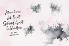 Monochrome Ink Burst Splash Clipart Sublimation Product Image 1