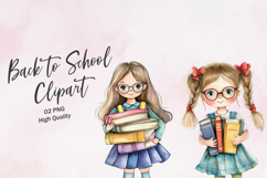 Smart Girl with Glasses Holding Books Clipart Product Image 1