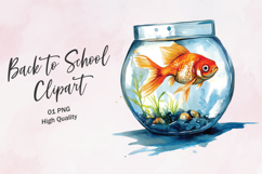 Goldfish in Bowl Classroom Pet Clipart PNG Product Image 1
