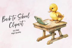 Yellow chick holding pencil clipart Product Image 1