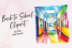 Colorful School Hallway Illustration Clipart Product Image 1