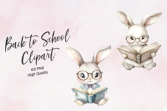 Bunny with Glasses Reading Book Clipart Product Image 1