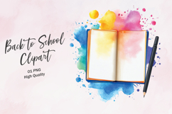 Open Folder with Books and Stationery Clipart Product Image 1