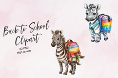 Zebra with Backpack Back to School Animal Clipart Product Image 1