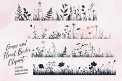 Grass and flower border clipart png Product Image 1