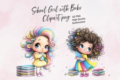 School Girl with Boks Clipart png Product Image 1