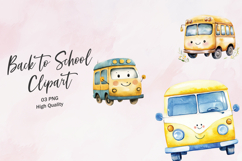 Blue School Bus Front View Clipart PNG Product Image 1
