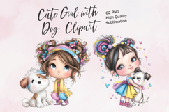 Cute Girl With Cat Clipart Sublimation PNG Product Image 1