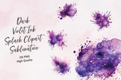 Dark Violet Ink Splash Clipart Sublimation Product Image 1