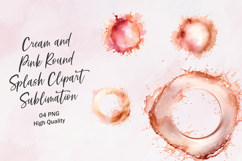 Cream and Pink Round Splash Clipart Sublimation Product Image 1